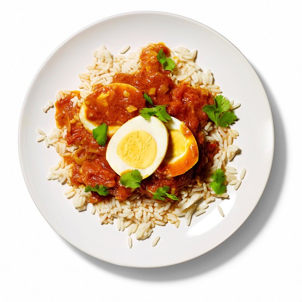 hard boiled eggs in spaghetti sauce