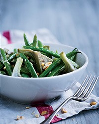Haricots verts and artichoke salad with hazelnut vinaigrette