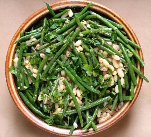 Haricots verts and white beans with shallot vinaigrette