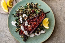 Harissa & honey aubergine with Levantine grains and zaatar yogurt