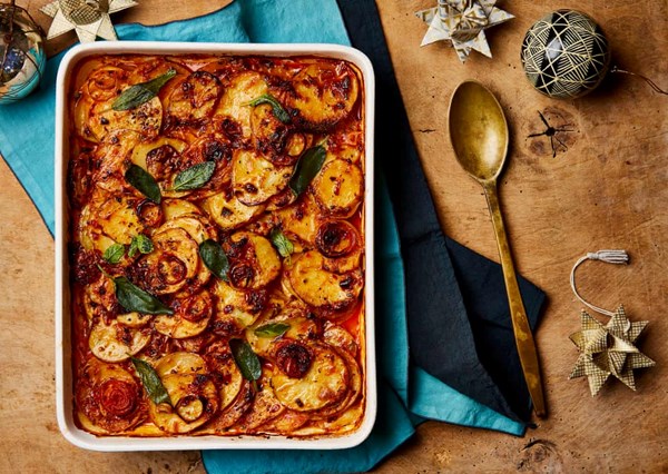 Harissa and Gruyere gratin