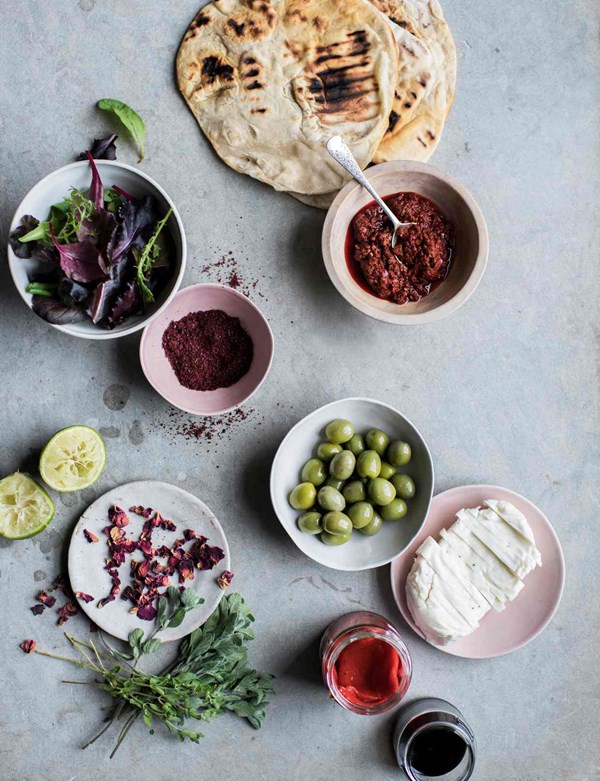 Harissa and lime halloumi with flatbreads