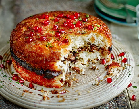 Harissa-baked shallots with labneh