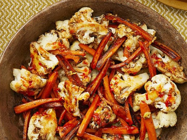 Harissa carrots and cauliflower 