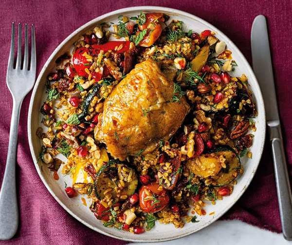 Harissa chicken & herby freekeh