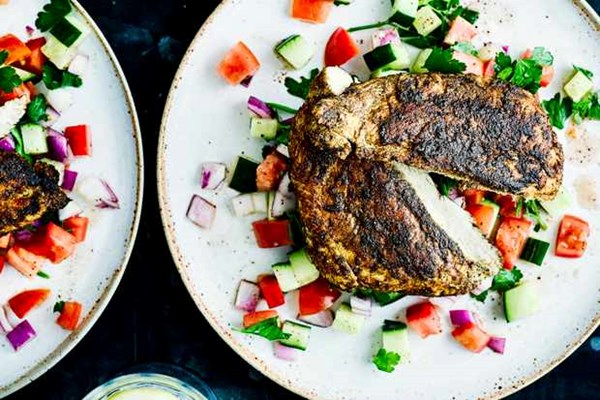 Harissa chicken and couscous salad with preserved lemon dressing