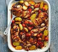 Harissa chicken traybake