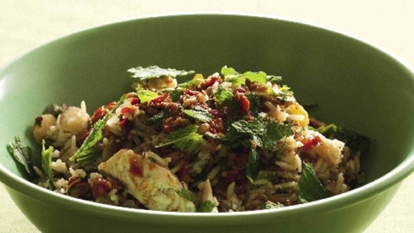 Harissa chicken with Persian-style rice salad