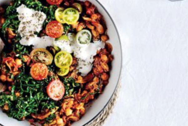 Harissa chickpeas with silverbeet