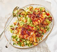 Harissa fish with bulgur salad