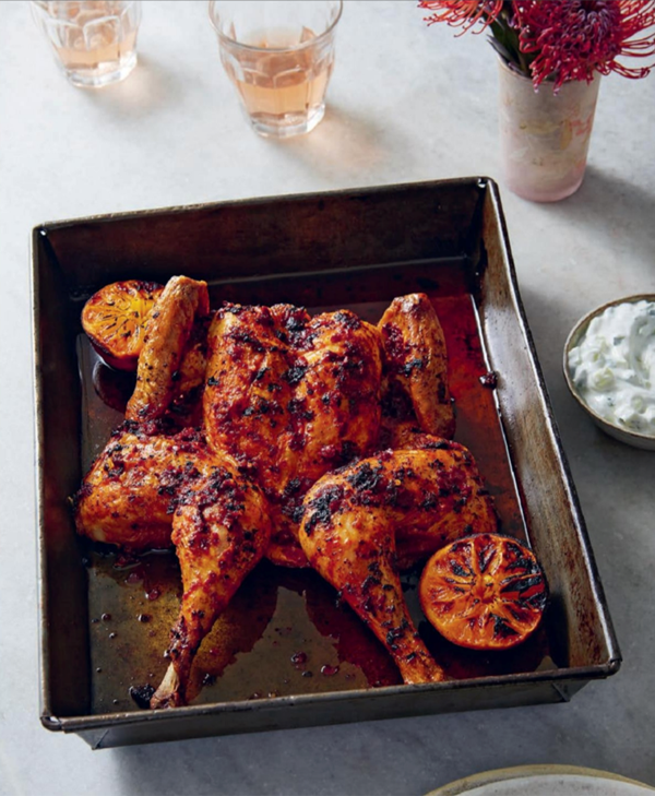 Harissa-ghee roast chicken