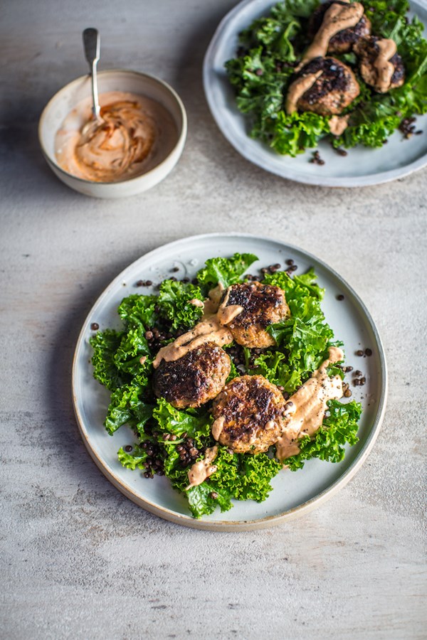 Harissa lamb & lentil salad with whipped feta