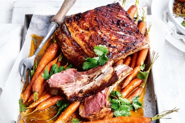 Harissa lamb with roast carrots and quinoa pilaf