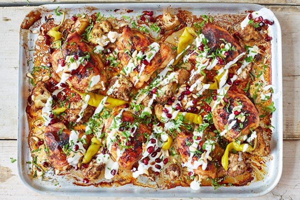  Harissa-marinated chicken with cauliflower