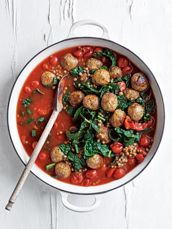 Harissa meatballs with lentils and cavolo nero