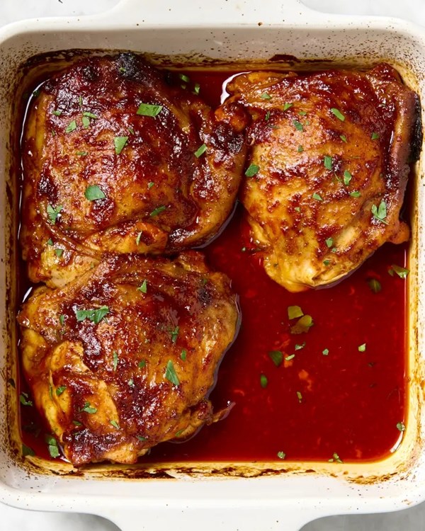 Harissa orange chicken thighs