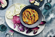 Harissa-roasted carrot and white bean dip