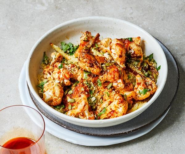 Harissa-roasted cauliflower with preserved-lemon dressing