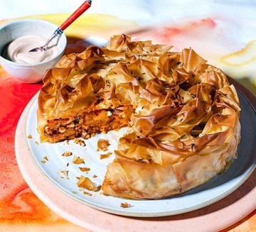 Harissa roasted squash & feta pie