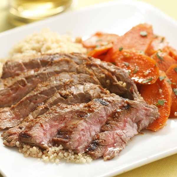 Harissa-rubbed steak & carrot salad