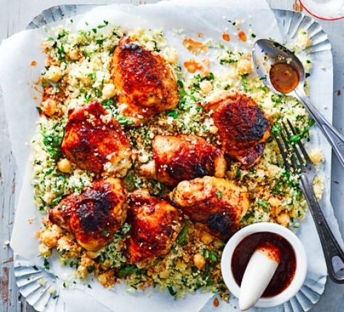 Harissa sticky chicken with couscous 