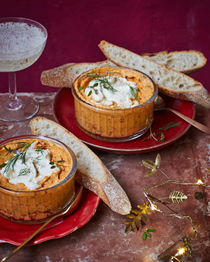 Harissa trout rillettes with creme fraiche