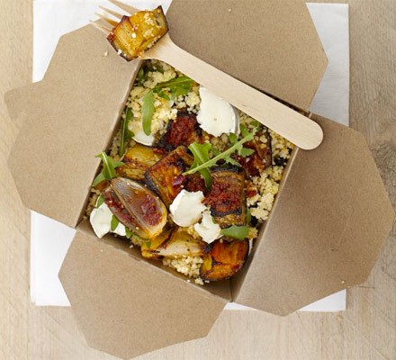 Harissa veg, goat's cheese & couscous salad