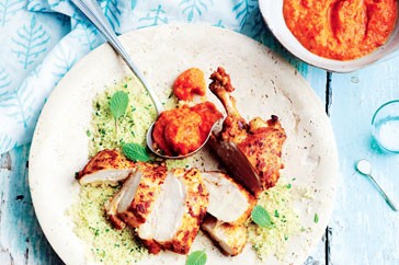 Harissa with marinated chicken and couscous
