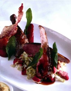 Harome-shot pheasant with January king choucroûte’, Strasbourg sausage and juniper Hollandaise