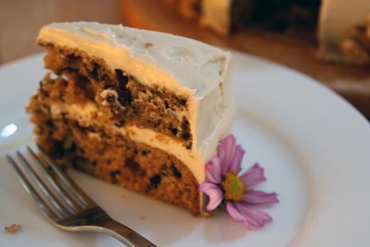 Harvest cake with goat cheese frosting