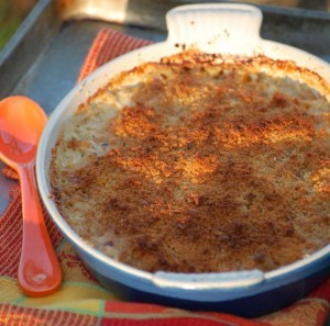 Harvest gratin of butternut squash, corn, and leeks