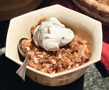 Harvest pear crisp with candied ginger