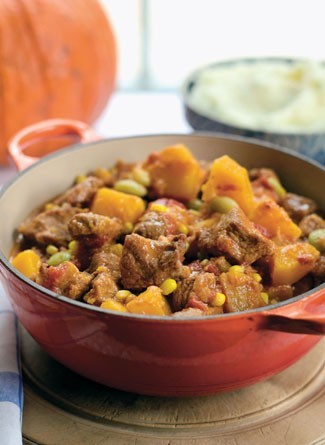 Harvest pork stew with pumpkin