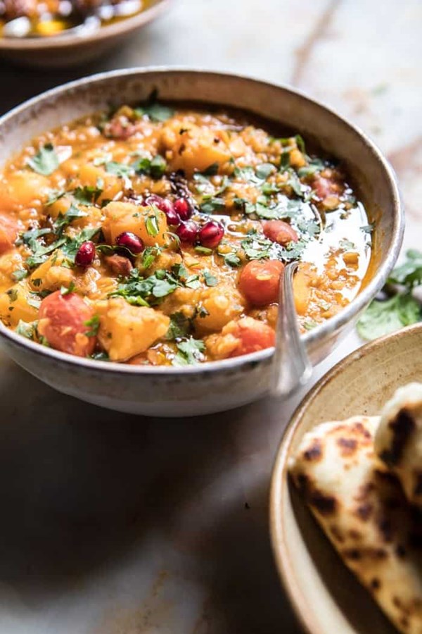Harvest tomato and butternut squash dal