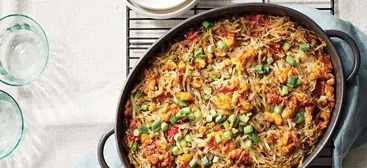Hash brown casserole with tempeh crumbles