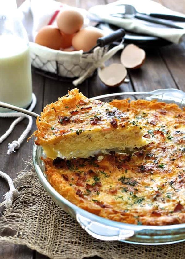 Hash brown crust quiche Lorraine