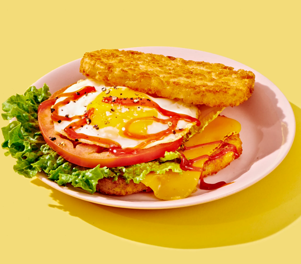 Hash brown, egg, & cheese sandwich