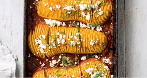 Hasselback harissa roast squash