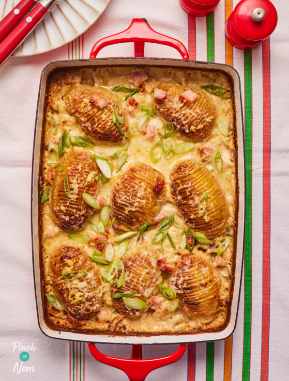 Hasselback potato and bacon bake