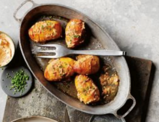 Hasselback potatoes with 'nduja butter