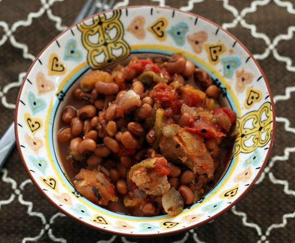 Hatch green chile chili with pork and black-eyed peas