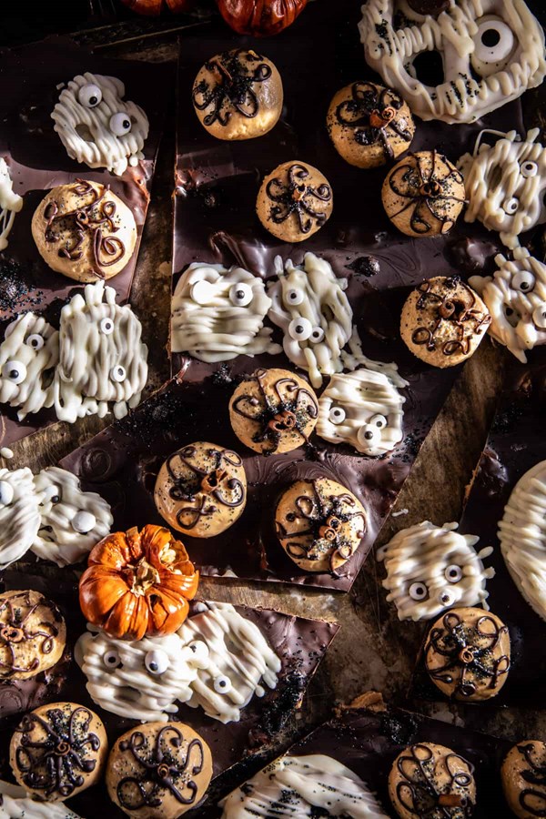 Haunted chocolate peanut butter bark