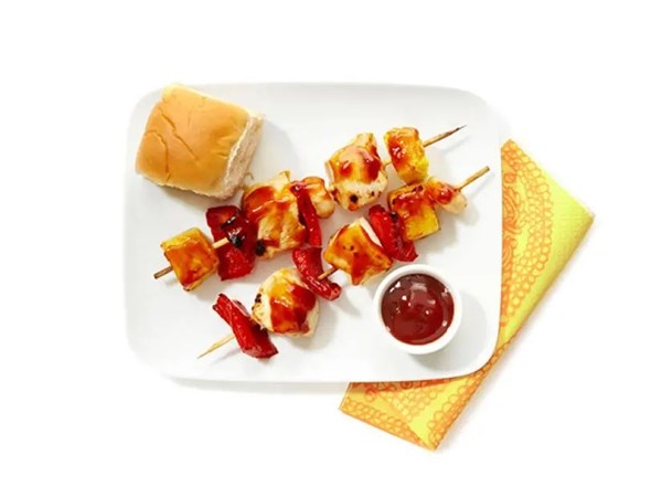 Hawaiian chicken kebabs