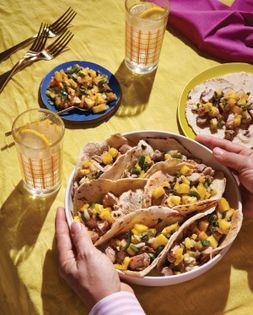 Hawaiian grilled chicken tacos with spicy pineapple salsa