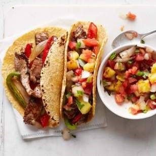 Hawaiian steak fajitas with grilled pineapple salsa