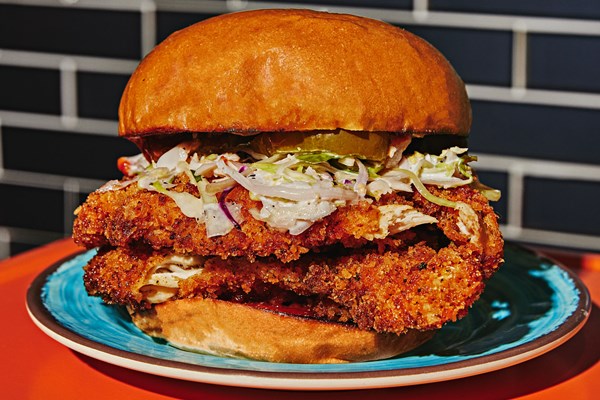 Hawaij-spiced fried chicken sandwiches
