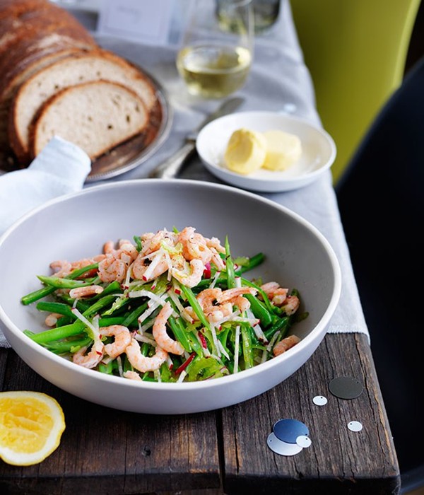Hawkesbury River school prawn and green bean salad