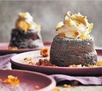 Hazelnut & chocolate puddings with praline cream