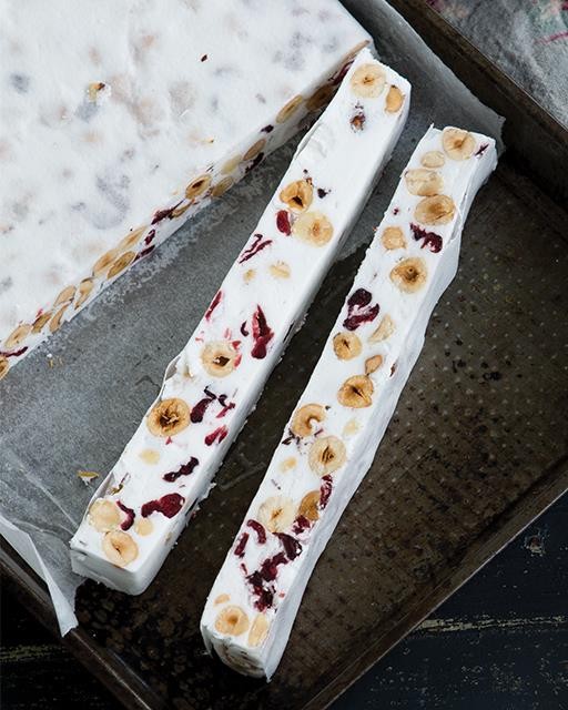 Hazelnut & cranberry nougat