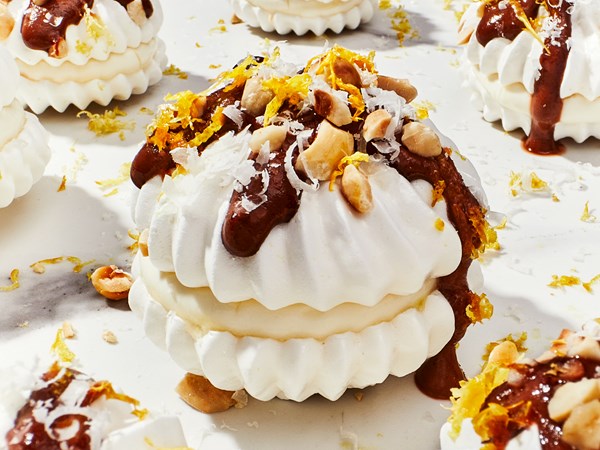 Hazelnut and crème fraîche meringues with lemon and Parmesan